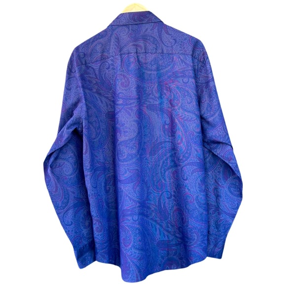 Bugatchi Uomo Men's XL Purple Paisley Print Long Sleeve Casual Button-Down Shirt - Picture 2 of 14
